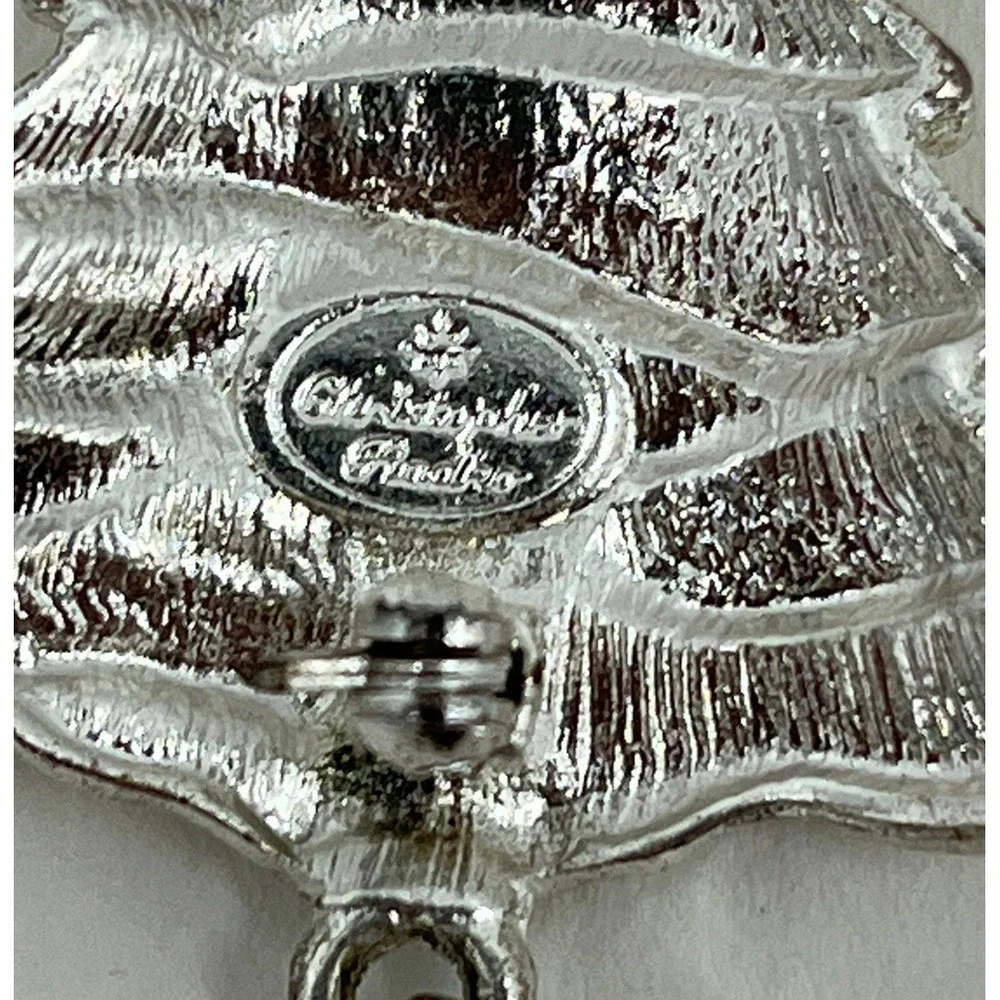Christopher and Banks Christmas Tree Pin Brooch Glitter Enameled Rhinestones 2